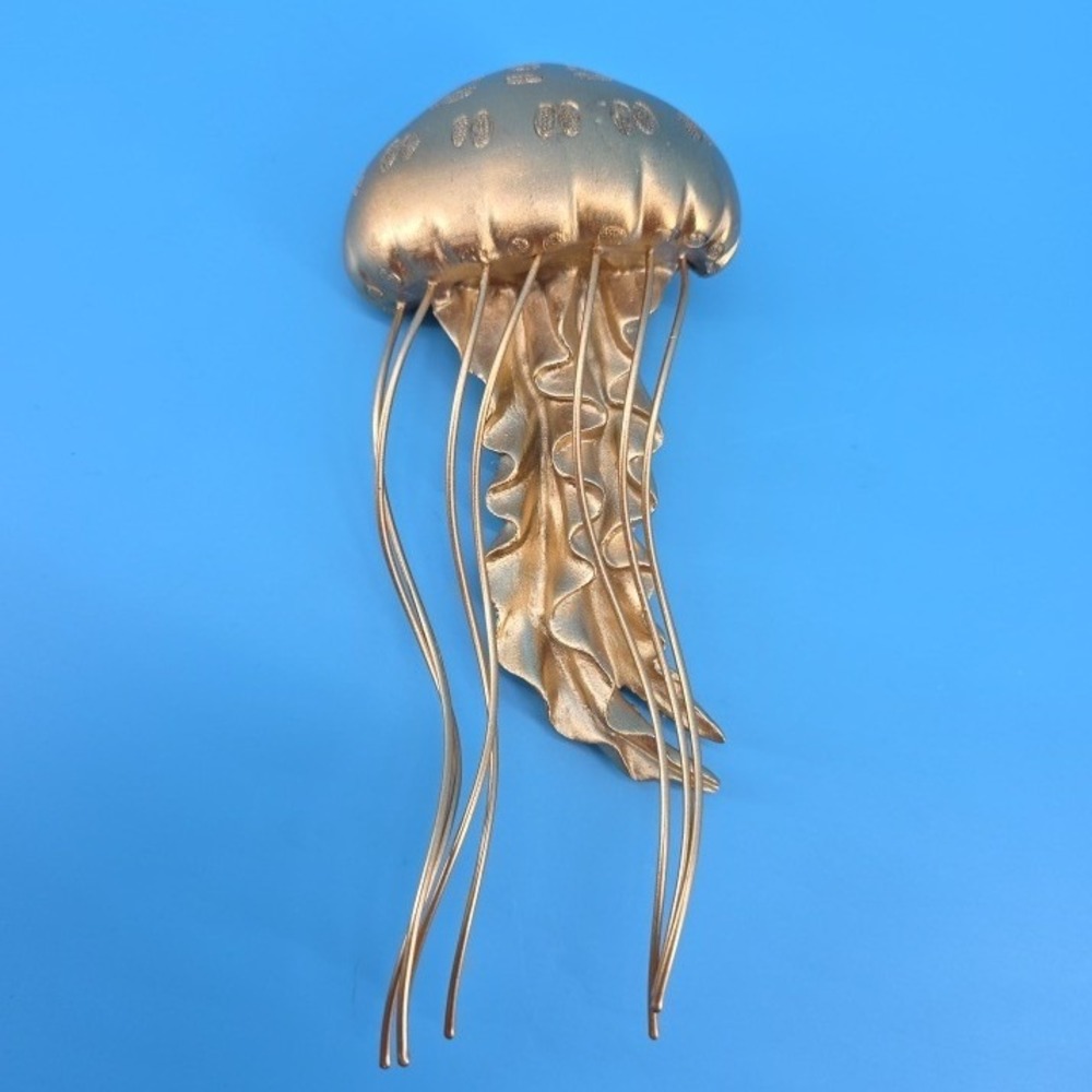 Jellyfish Wall Decor by Turtle King Gold  Coastal Marine Life Sculpture D83371
